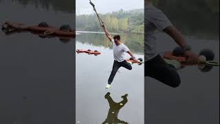 Unity of person and rope, so smooth! #Water Swing #Capture amazing moments of swinging rope