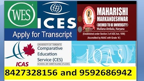 Maharishi  Markandeshwar university  Apply Transcripts  For Canada Wes, ICES 84273 28156