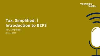 Tax. Simplified. | Introduction to BEPS Update