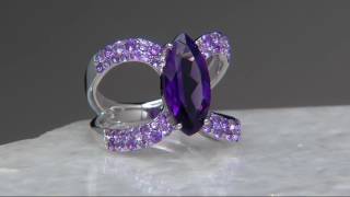Marquise & Pave' Amethyst Sterling Silver Ring 3.00 cttw on QVC