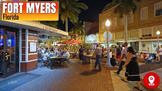 Downtown Fort Myers Florida 4K | Night Walking Tour