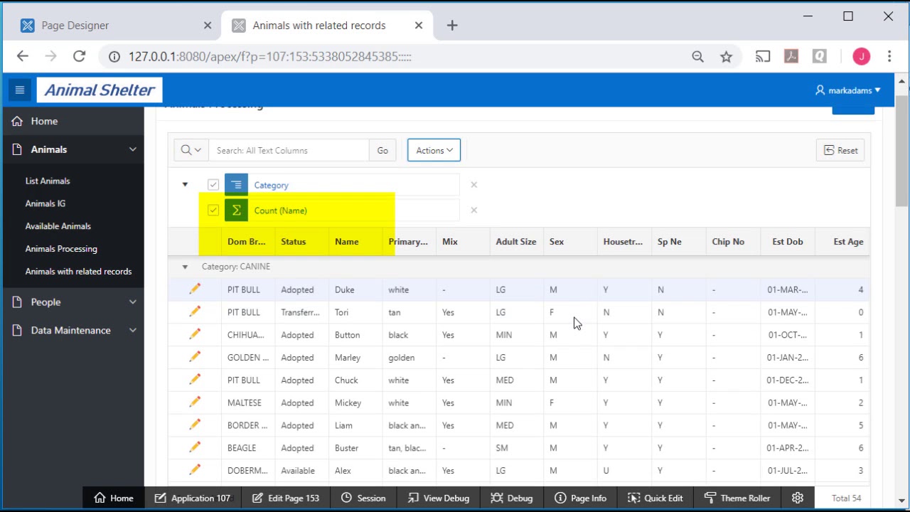 apex sql htmp column