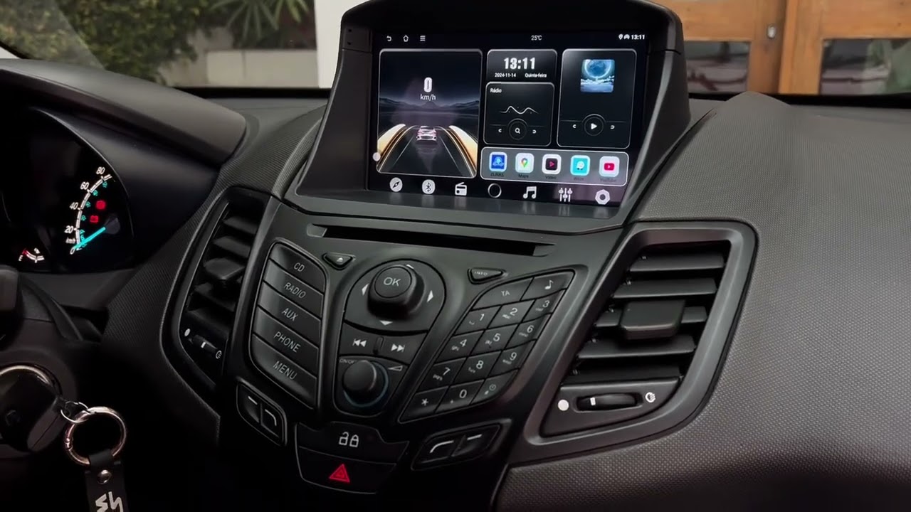 New Fiesta Central Multimídia Caska Navpro 9' com Android, Carplay, Waze, Wfi, Spotify, Deezer