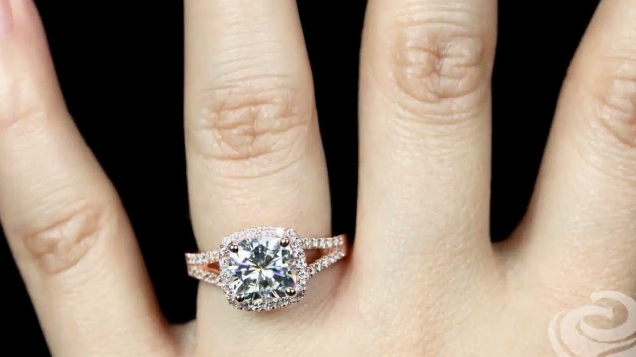 14k Rose Gold Diamond Ring Engagemet Ring Moissanite Ring Certified 8mm/2.48ct Forever One G-H Co...