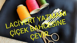 Laci̇vert Düz Yazmaya İğne Oyasi Modeli̇