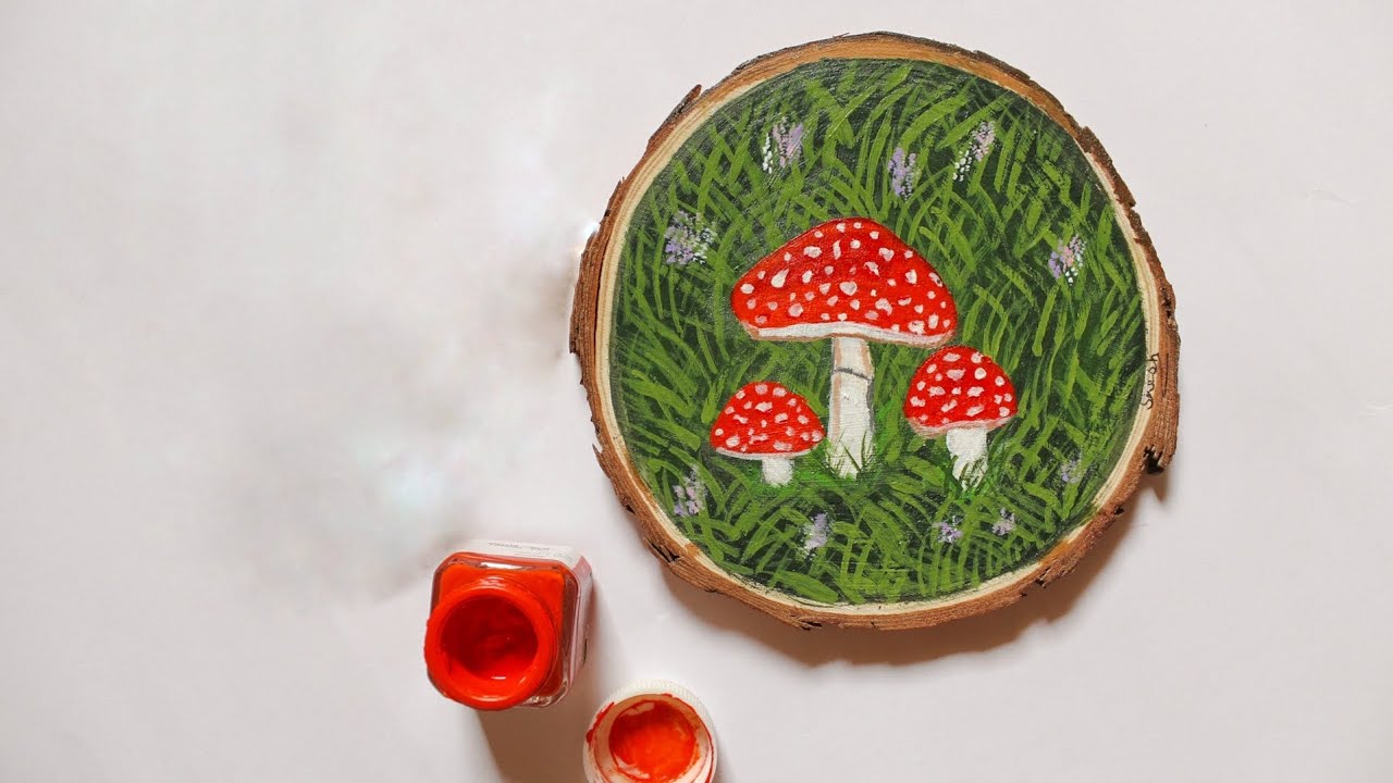 How to paint mushroom || Easy acrylic painting tutorial for beginners 