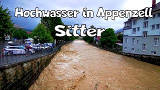 Sitter tritt übers Ufer | Hochwassergefahr im Appenzellerland | Starker Regen | Schweiz