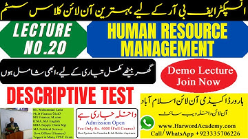 Lecture No.20-Human Resource Management || Inspector Inland Revenue Descriptive Test Online Class