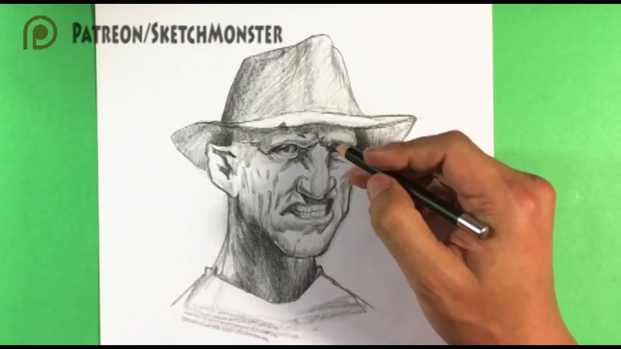 How to Draw Freddy Krueger - Halloween Drawings - Tattoo Art - YouTube