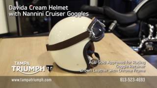 Davida Cream Helmet With Nannini Cruiser Goggles At Tampa Triumph