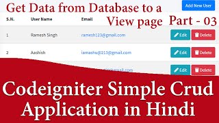 Codeigniter Simple CRUD Application in Hindi | Get Data from Database to a View Page | learn2smart