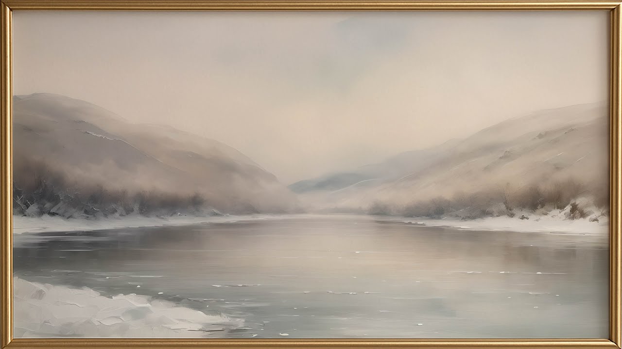 Winter Lake and Mountain Ambience in 4K | 6 Hour Calm Scenic Wall Art