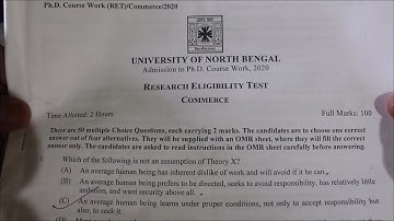 NBU COMMERCE PHD ENTRANCE QUESTION ANALYSIS - RET 2020