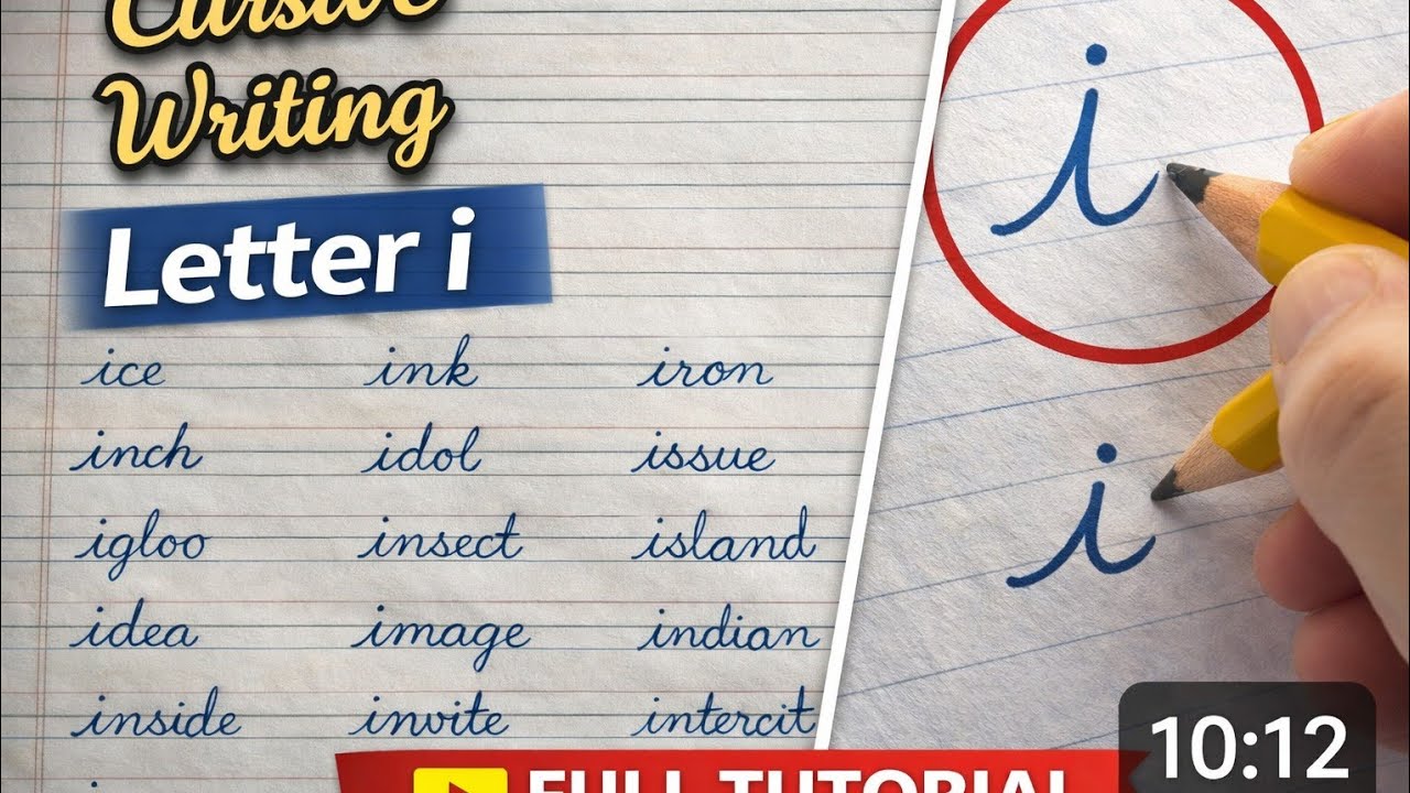 Cursive Writing Letter I | Learn Capital & Small i with Words | Handwriting Practice