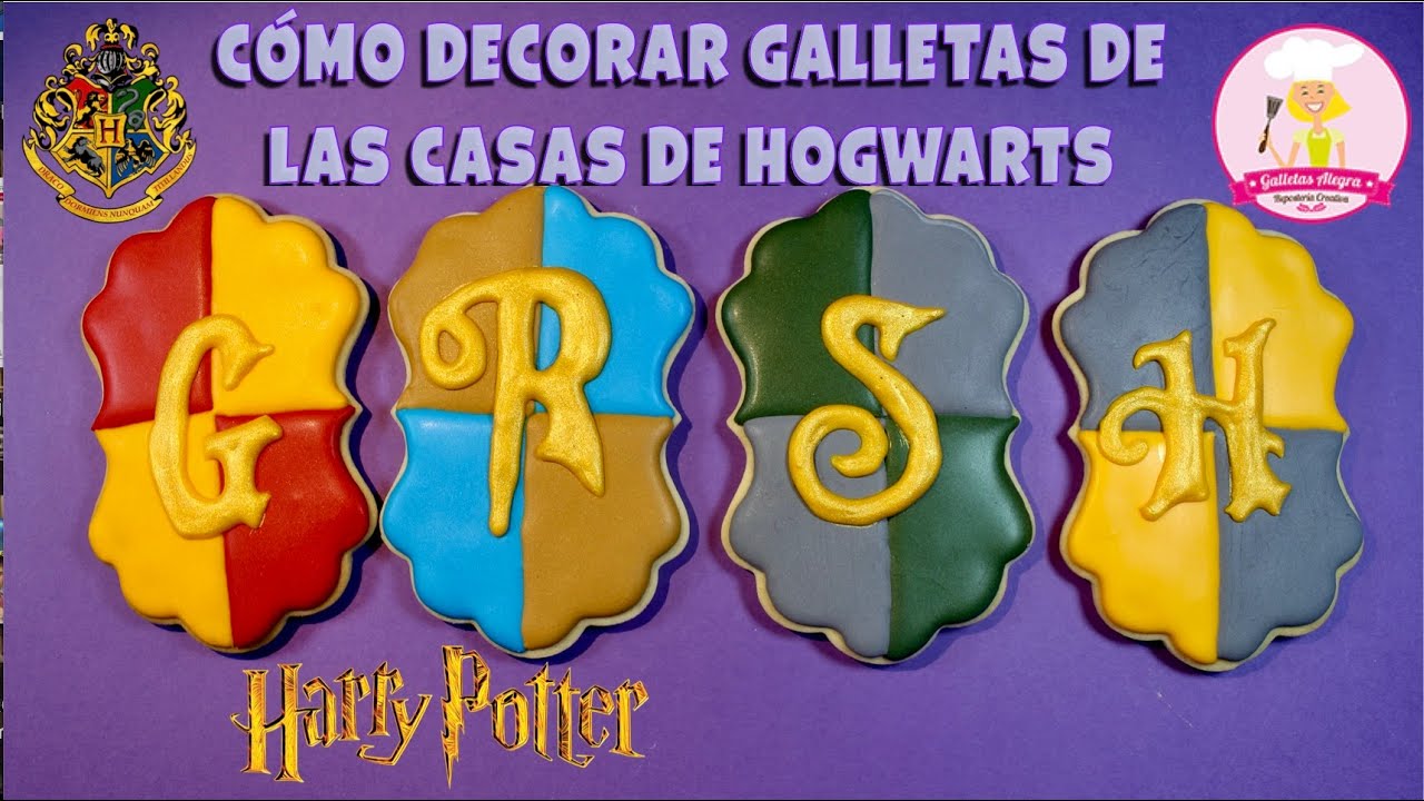 GALLETAS DE LAS CASAS DE HOGWARTS HARRY POTTER | PARA PRINCIPIANTES | ROYAL  ICING | GALLETAS ALEGRA - YouTube