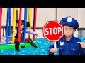Pirate Ben vs Shark Bobby Pool Takeover! Kids Learning Pool Rules with Officer Andrea