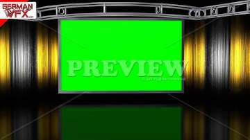 HD Virtual Studio Background with green screen Wall - royalty free