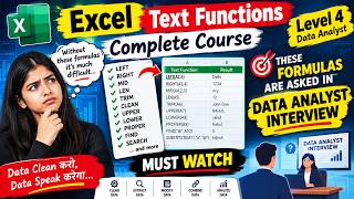 Excel Text Functions Complete Course | LEFT, RIGHT, MID, LEN, TRIM, FIND, SUBSTITUTE | Data Analys screenshot 2