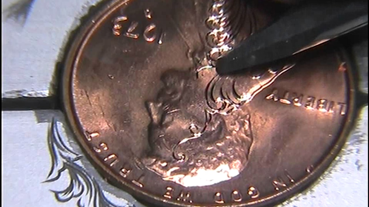 'Arise' Ornate Scrolls Lincoln Cent Hobo Nickel Hand Engraved by Shaun Hughes