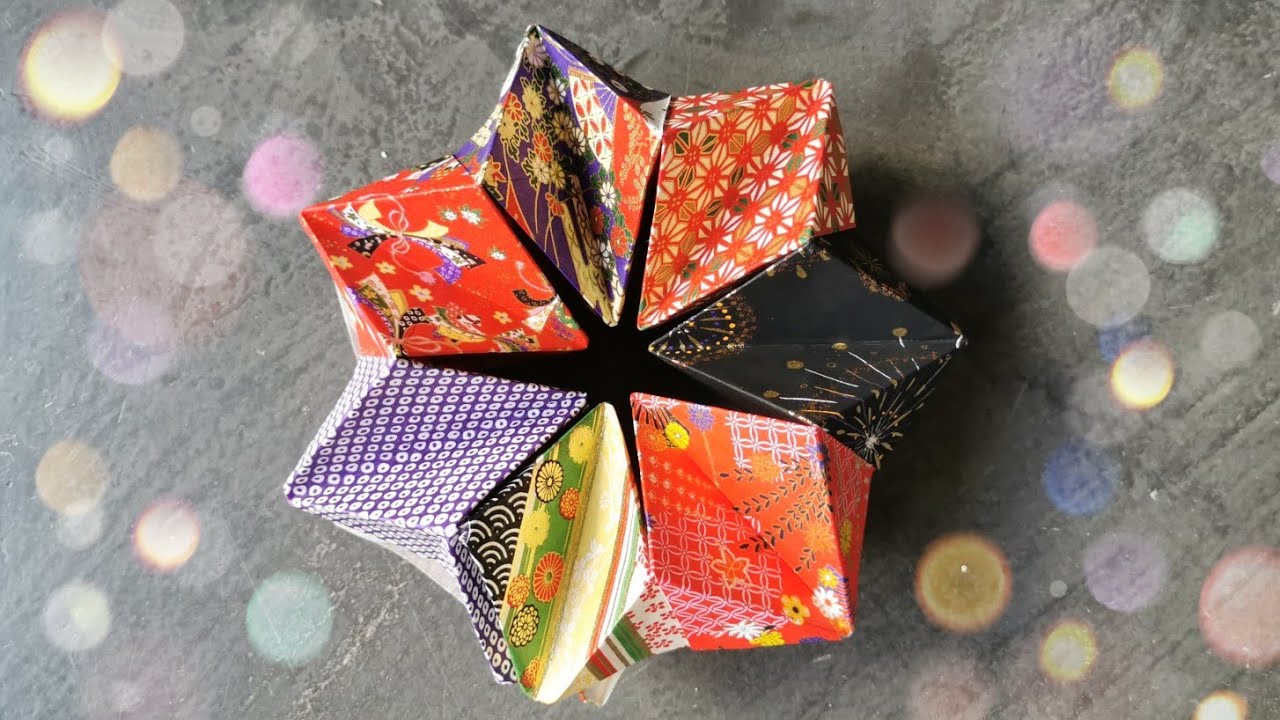 ORIGAMI easy paper kaleidoscope (magic ball) with Japanese paper