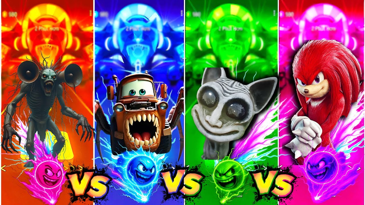 Siren Head vs Lightning McQueen vs Zoonomaly vs Knuckles! 🎵 Tiles Hop CHAOS MODE!