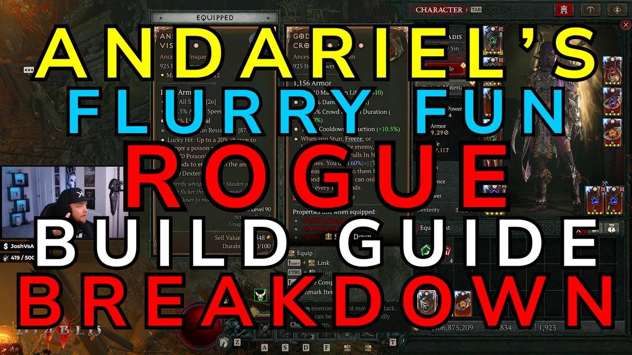 ANDARIEL'S FLURRY FUN ROGUE Build Guide Season 4 Diablo 4 - YouTube