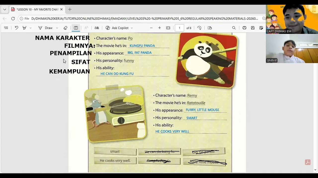 LESSON 10 - MY FAVORITE CHARACTER ( 02 MARCH 2026 )
