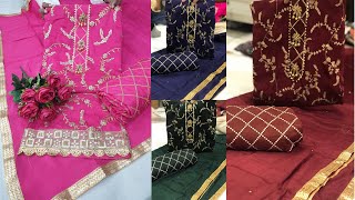 Upada Silk Suit With Front Back Work With Heavy Bottomsjoginder Cloth House