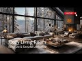 Cozy winter living room fireplace  snowfall ambience sounds to relax study and sleep asmr