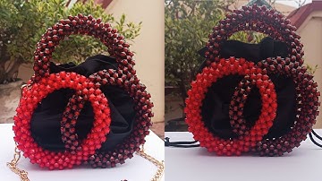 DIY beaded bag // How to make a beaded bag handle. Simple round beaded bag