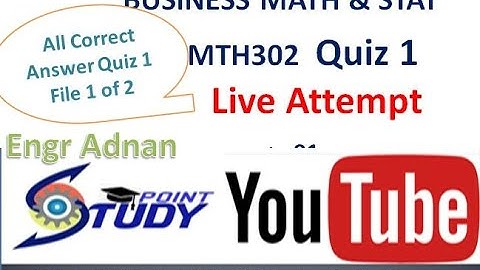 Quiz No. 1 MTH302| Recorded ||File 1 of 3| Fall 2020 | MTH302 Solved Quiz|math302 quiz 1| 18.12.2020