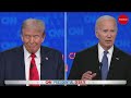 Biden stumbles, rambles at first presidential debate beside Trump