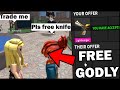 ASKING for FREE KNIVES... Then I GIVE them a FREE GODLY... (MM2 Social Experiment)