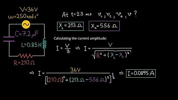 Instantaneous voltage of each element in an L-R-C circuit