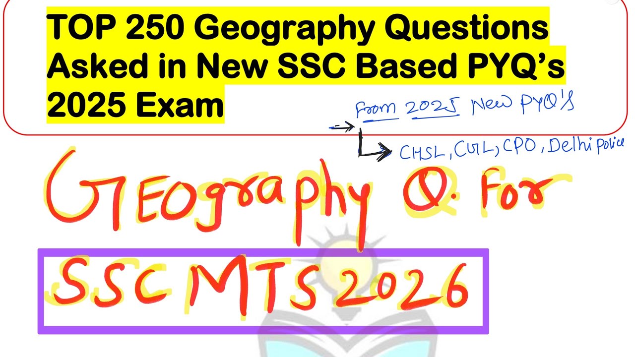 Top 250 Geography Questions | SSC MTS 2026 | One Shot | New SSC Eduquity Pattern