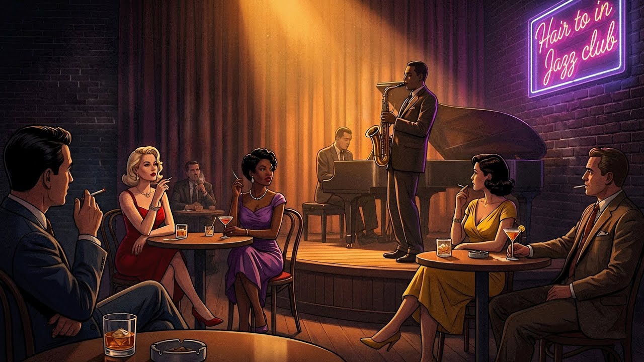 Джаз 40-х–50-х годов в старом маленьком баре (винтажный джаз, уютный бар, джаз с саксофоном)