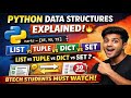 Python Data Structures EXPLAINED 🔥 List vs Tuple vs Dict vs Set | BTech #python #btech