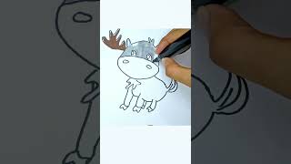 Drawing & Coloring a Colorful Baby Moose #drawing #art #viralshort #shorts