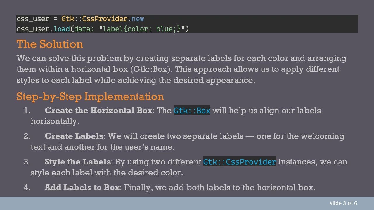 How to Display Two Colors in One String Using GTK in Ruby