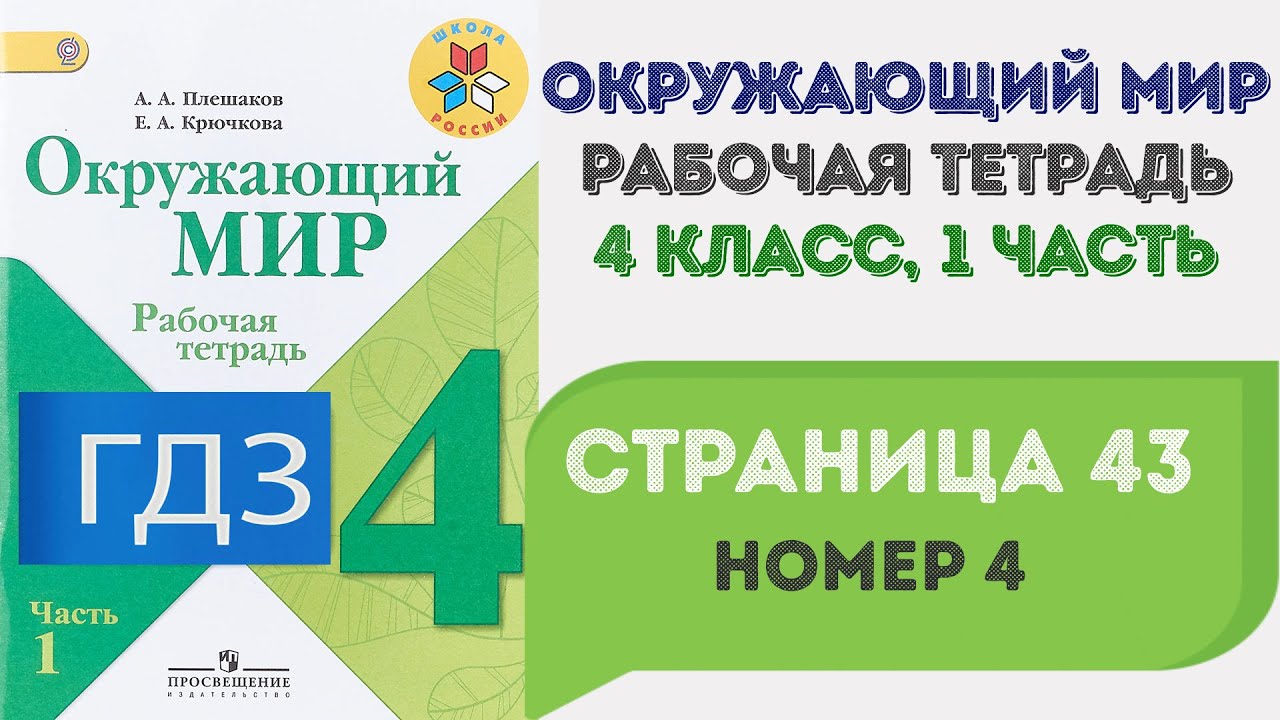 Окружающий Мир. Рабочая Тетрадь 4 Класс 1 Часть. ГДЗ Стр. 43 №4.