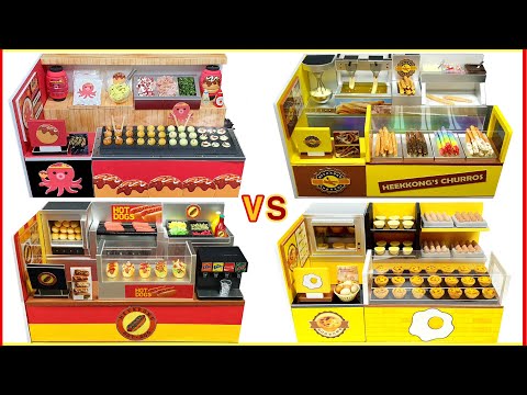 #food #how Miniature RED vs Yellow dessert shop♥Making Realistic Takoyaki♥Eggtart♥Hotdog♥<strong>Churros</strong>