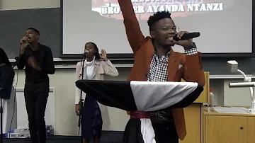 Ayanda Ntanzi singing  WEHLUKILE @UKZN SCF PMB