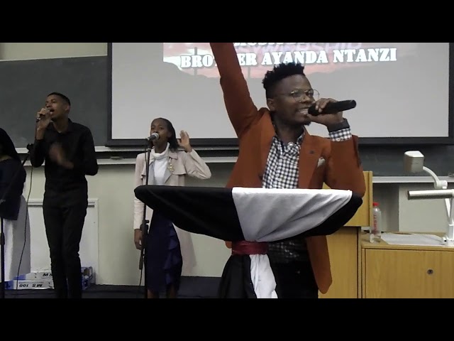 Ayanda Ntanzi singing  WEHLUKILE @UKZN SCF PMB class=