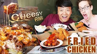 GIANT Korean CHEESE RIBS & BEST Japanese FRIED CHICKEN in Los Angeles (ft. Keith, Try Guys)
