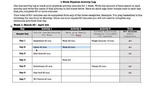 Activity Log instructions