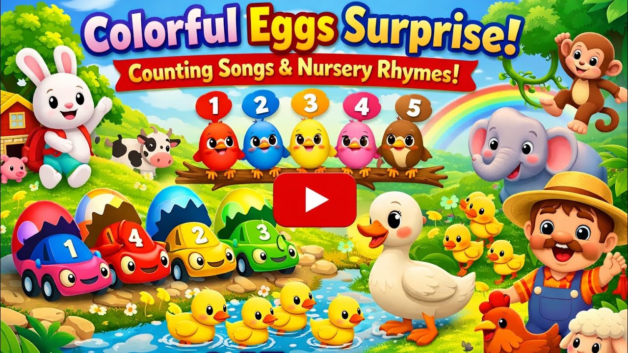 Colorful Eggs Surprise 🥚🚗 | Counting Songs Collection for Kids | Ducks, Birds, Bunny & Farm Animals