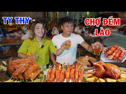 #1 Ty Thy dạo Chợ Đêm Lào nhiều món ăn ngon tìm chồng đẹp trai – Ty Thy Vlog Gỏi đu đủ Mới Nhất