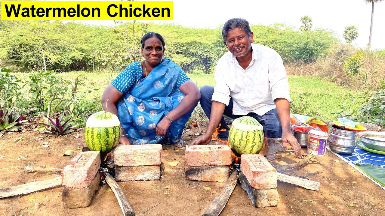 పుచ్చకాయ చికెన్ | Watermelon Chicken | Chicken Cooked Inside the Watermelon | Chicken Recipe