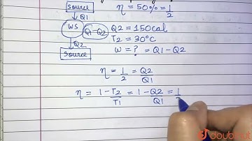 A Carnot heat engine operates with an efficiency of 50%. If during each cycle it rejects 150 cal...