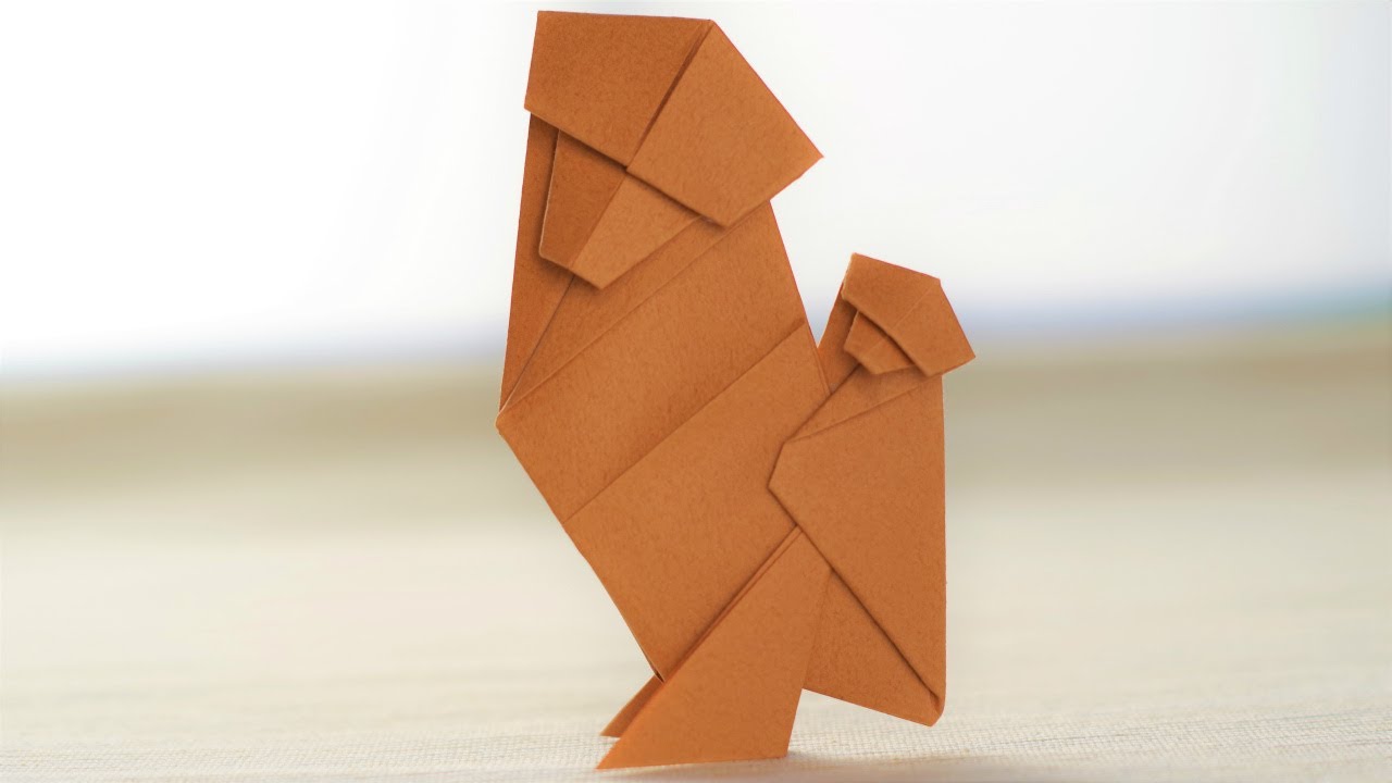 折り紙 おりがみ 動物 さるの親子の折り方 作り方 Youtube